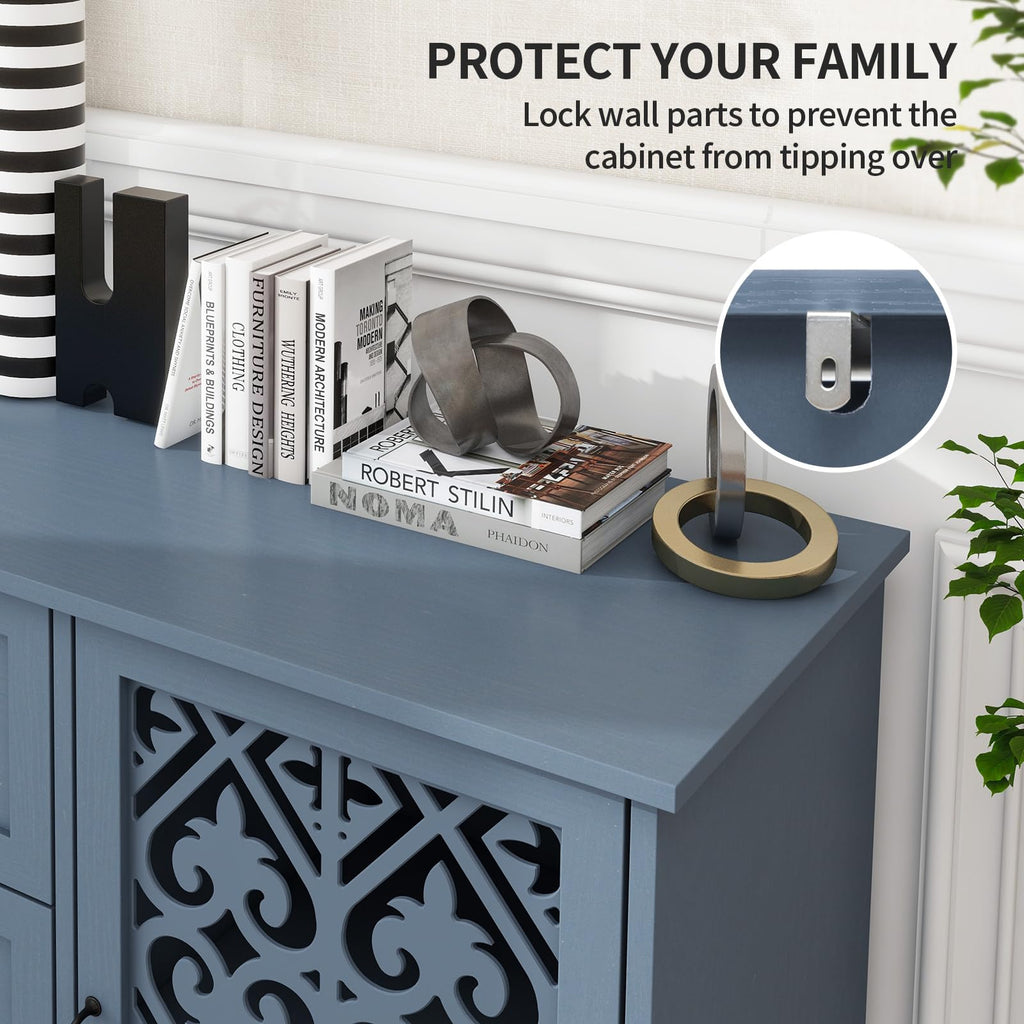 Sideboard Buffet Cabinet with Storage - Accent Storage Cabinet American Furniture, Modern 2 Door 3 Drawer Cabinet
