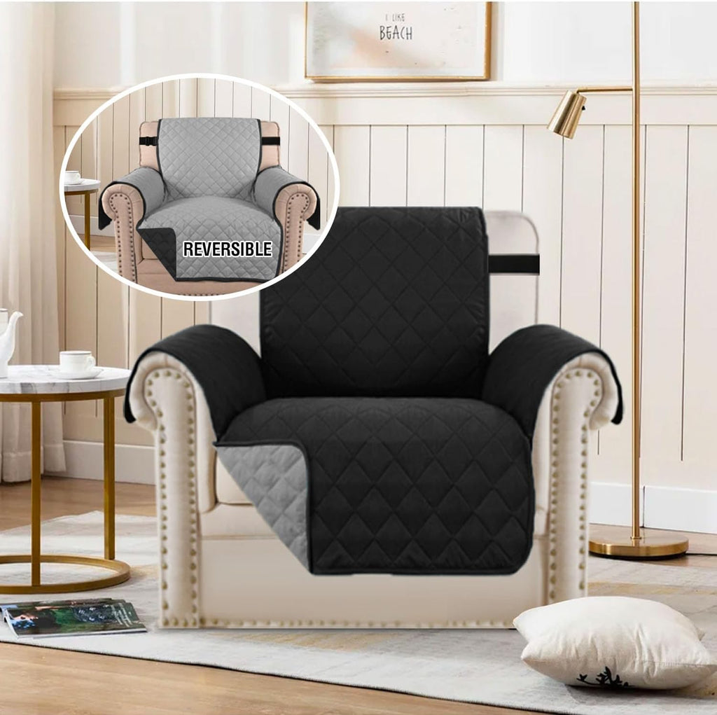 Reversible Chair Covers Water Repellent Chair Slipcover for Dogs Pets Furniture Protector Cover with Elastic Strap