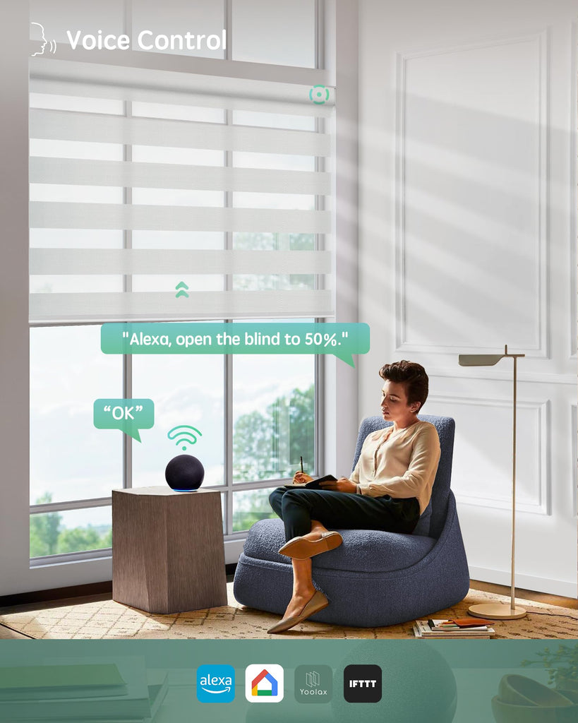 Motorized Zebra Blinds with Remote, Room Darkening Smart Blinds