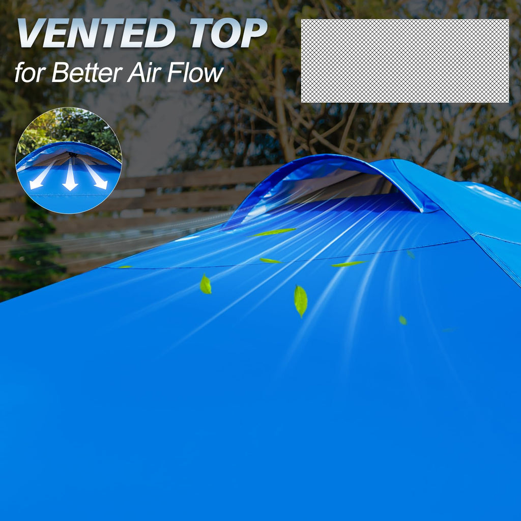 10x10 Pop Up Canopy Tent, 1-Button Push Setup Canopy Tent with 1 Sidewall, Adjustable Height Instant Portable