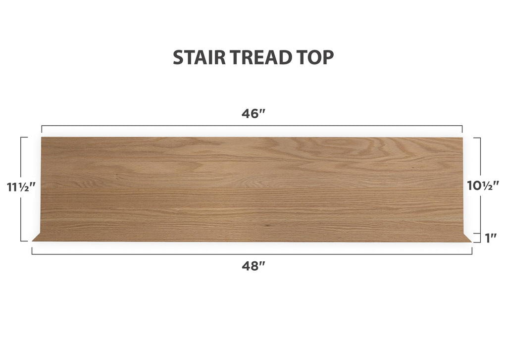 Red Oak Stair Tread Cap Kit with Riser, Tread Return, and Corner Trim, Universal Fit