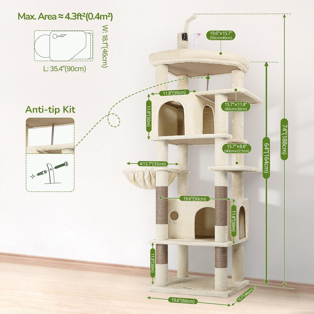 Cat Tree for Large Adult Cats, Heavy Duty Indoor Cat Tower