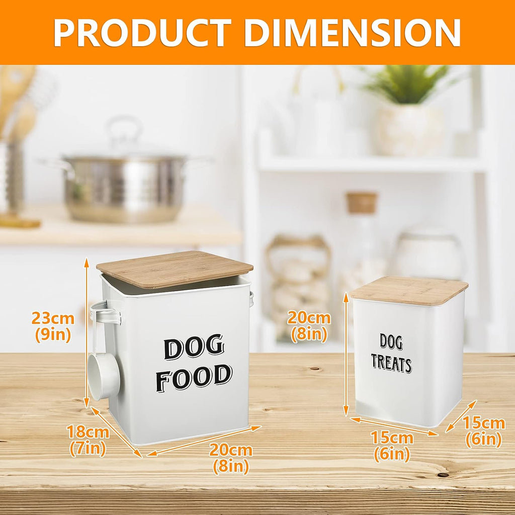 Dog Food Storage Container Farmhouse Pet Food Treats Bin with Lid and Scoop, Perfect Sturdy Canister Tins Countertop