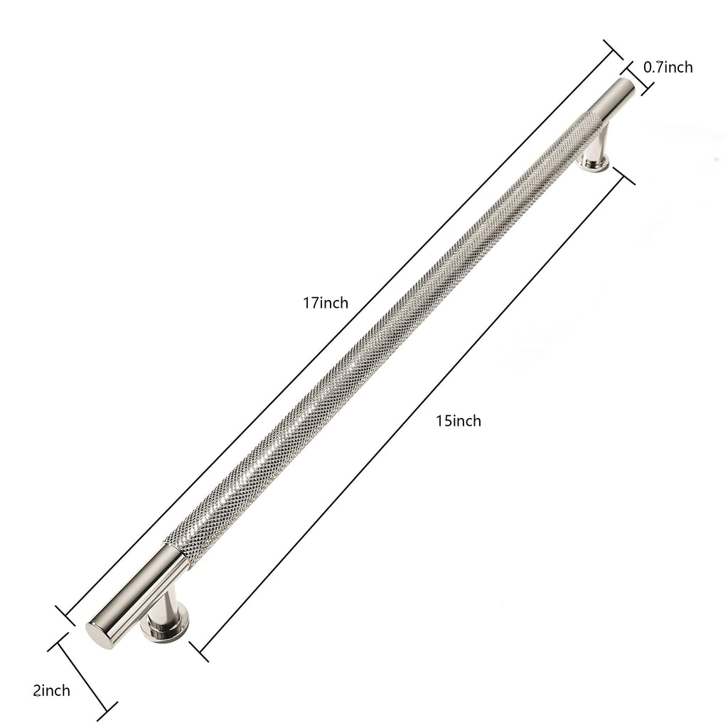 15 Inch(381mm) Soild Knurled Appliance Pulls Polished Nickel Cabinet Pulls Drawer Pulls Kitchen Hardware