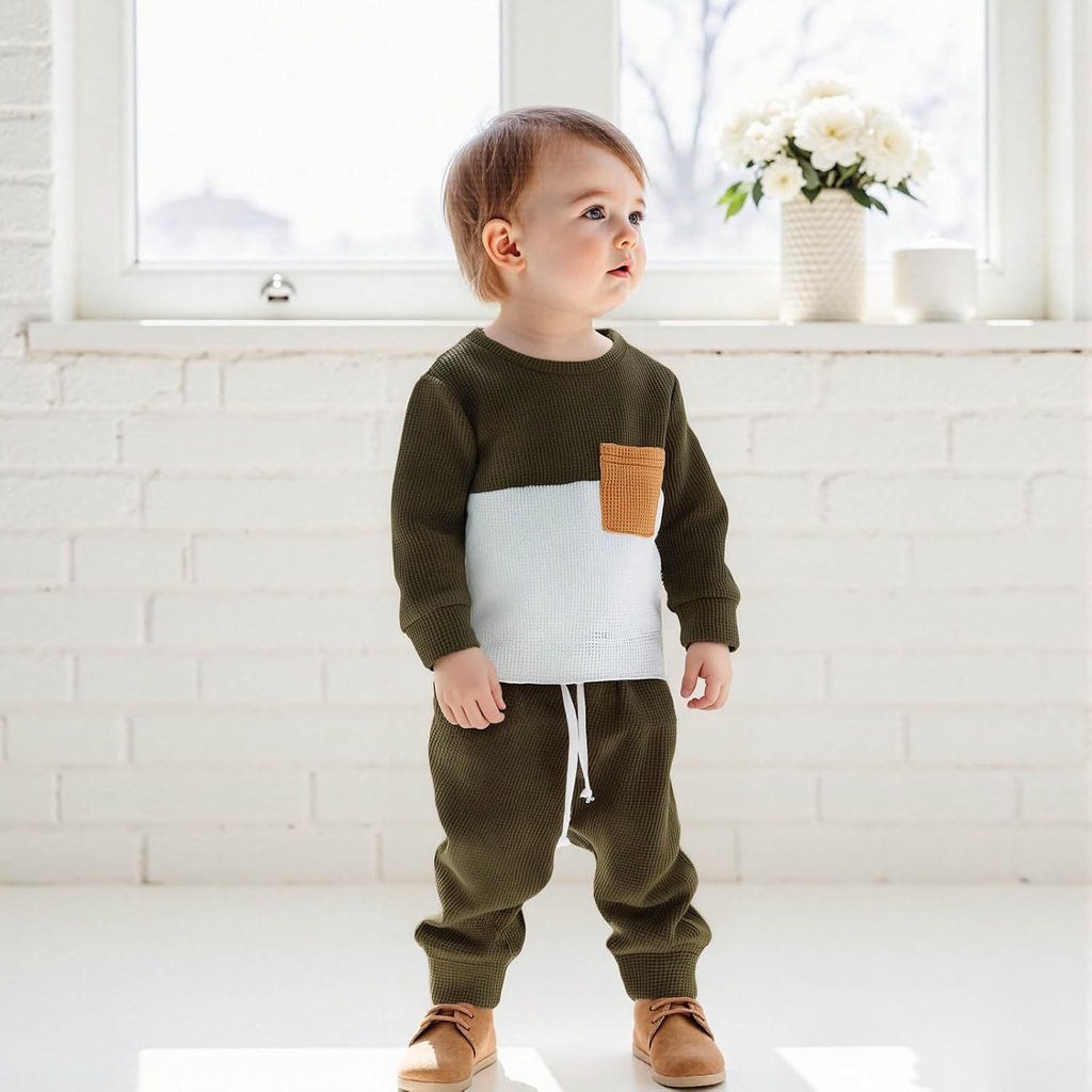 Toddler Baby Boy Fall Clothes Contrast Color Sweatshirt Pants Sets