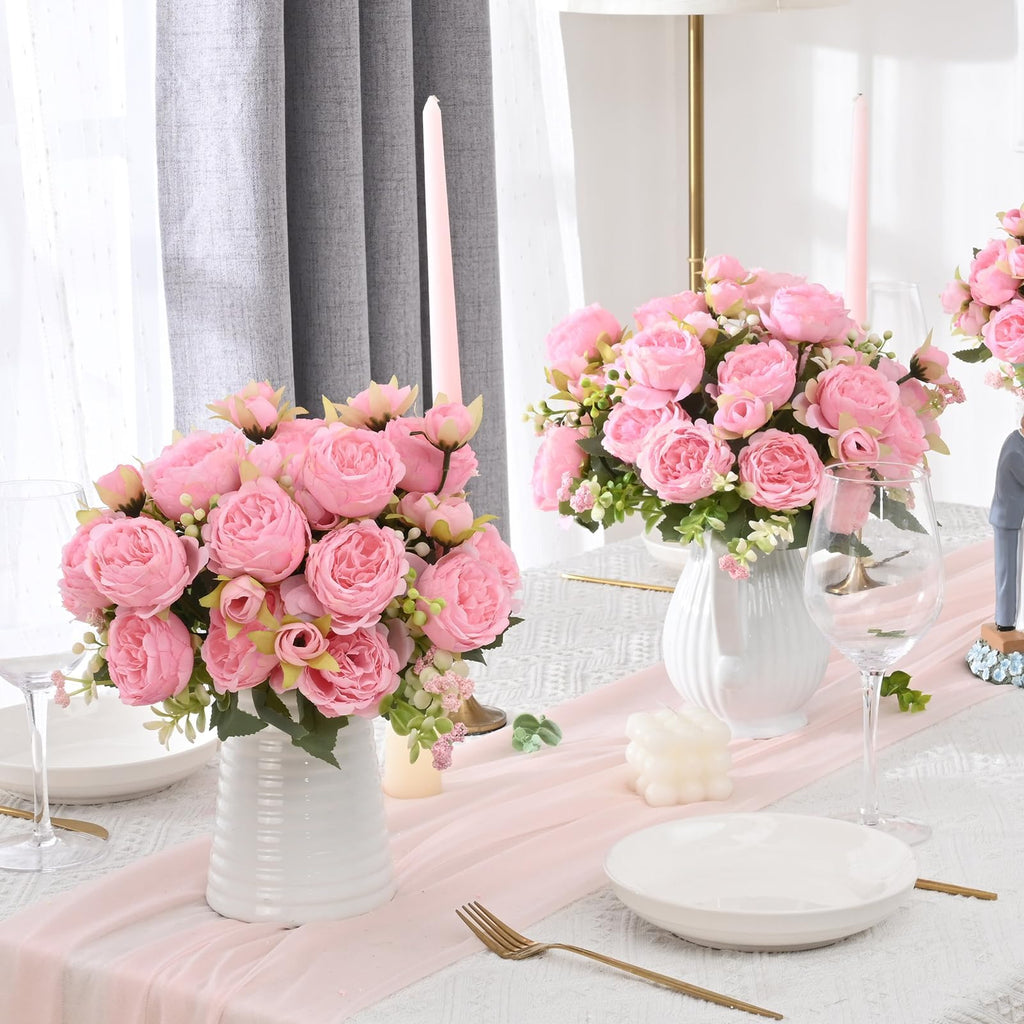 8 Packs Peonies Artificial Flowers, Light Pink Silk Artificial Peonies