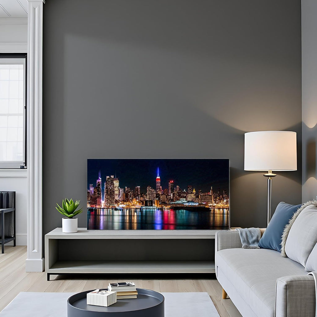 Large New York Manhattan Skyline at Night City Wall Art Landscape Living Room Modern Artwork Picture Canvas Art Print