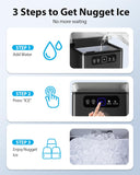 Nugget Ice Maker Countertop, Pellet Ice Machine Soft Chewable Ice 40lbs/Day, One-Click Operation, Auto Self-Cleaning