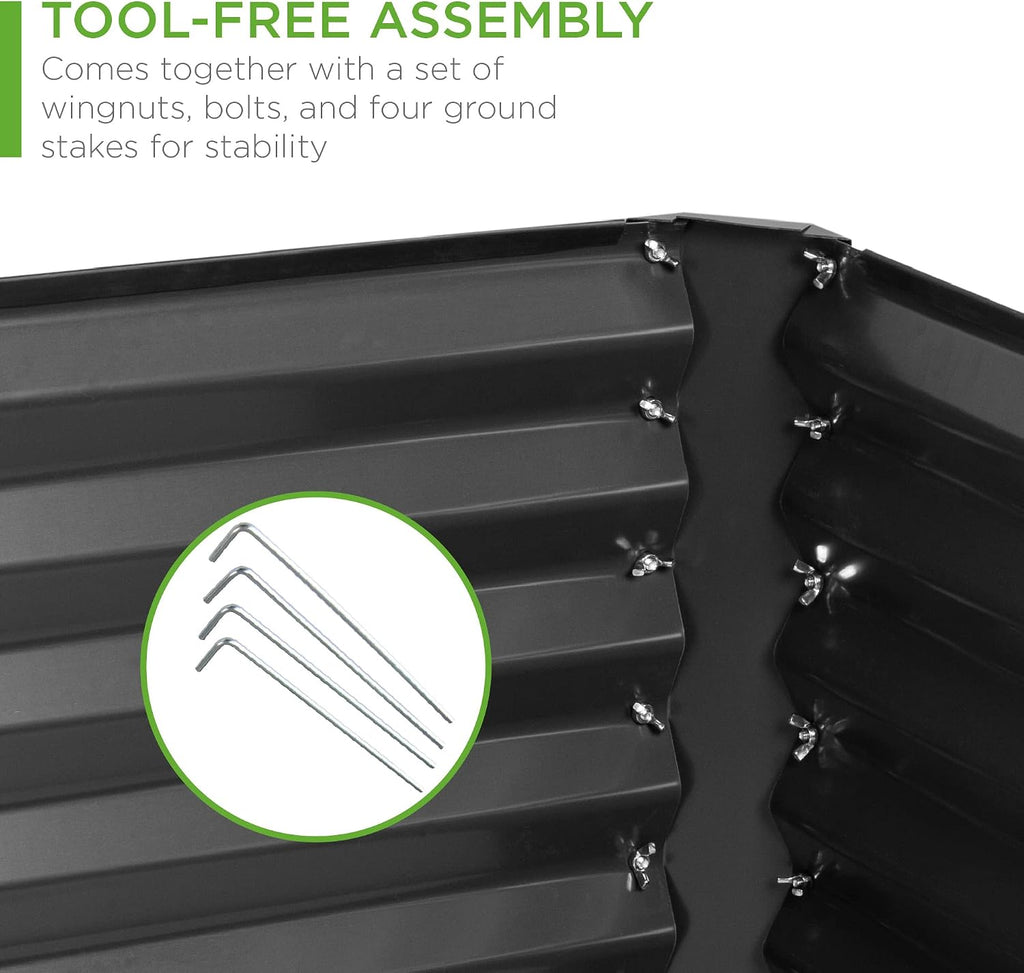 8x4x2ft Outdoor Metal Raised Garden Bed, Deep Root Planter Box for Vegetables, Herbs & Flowers, 478-Gallon Capacity