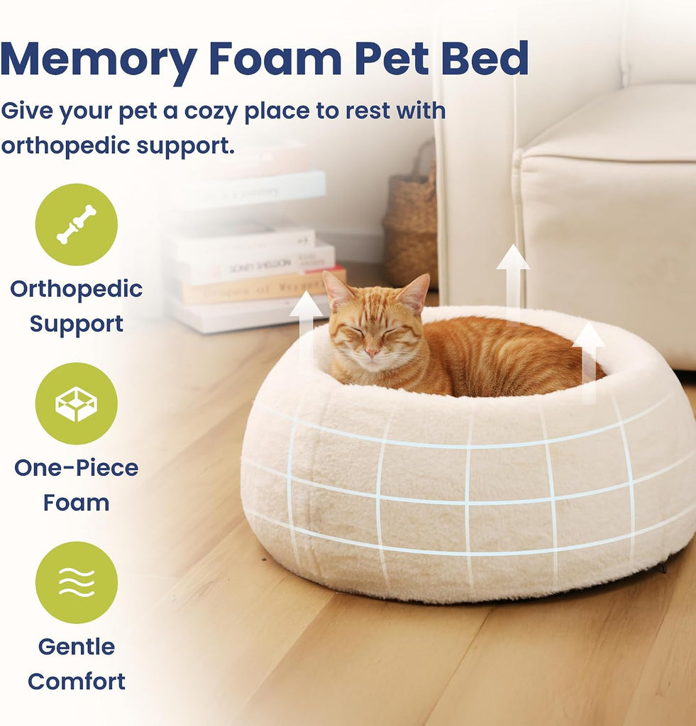 Comfort Orthopedic Faux Rabbit Fur Memory Foam Cat & Small Dog Bed
