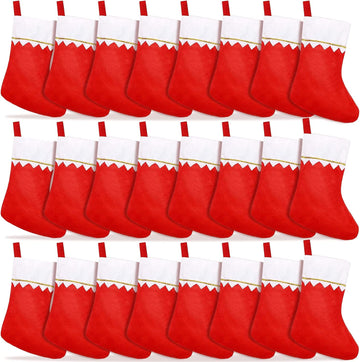 Christmas Stockings Bulk 15 Inches Red Felt Xmas Stockings Holiday Big Santa Stockings for Fireplace Hanging - Set of 24