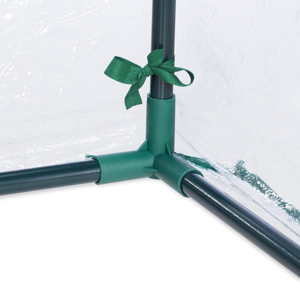 Foil Greenhouse, Plug-in System, Roll-Up Door, H x W x D: 50 x 130 x 60 cm, Steel & PVC, Transparent, Green