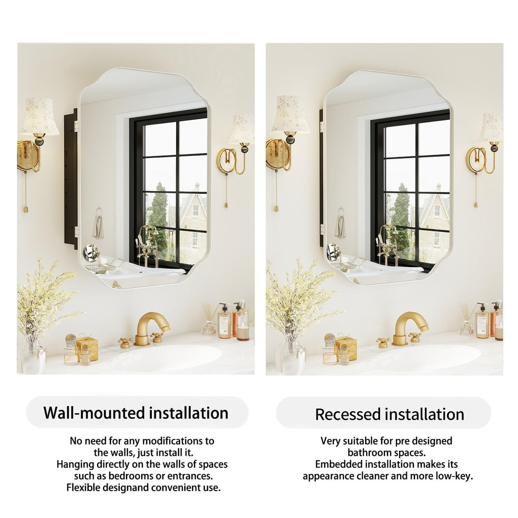 16"x25" Bathroom Medicine Cabinet Wall-Mounted Mirror with Storage