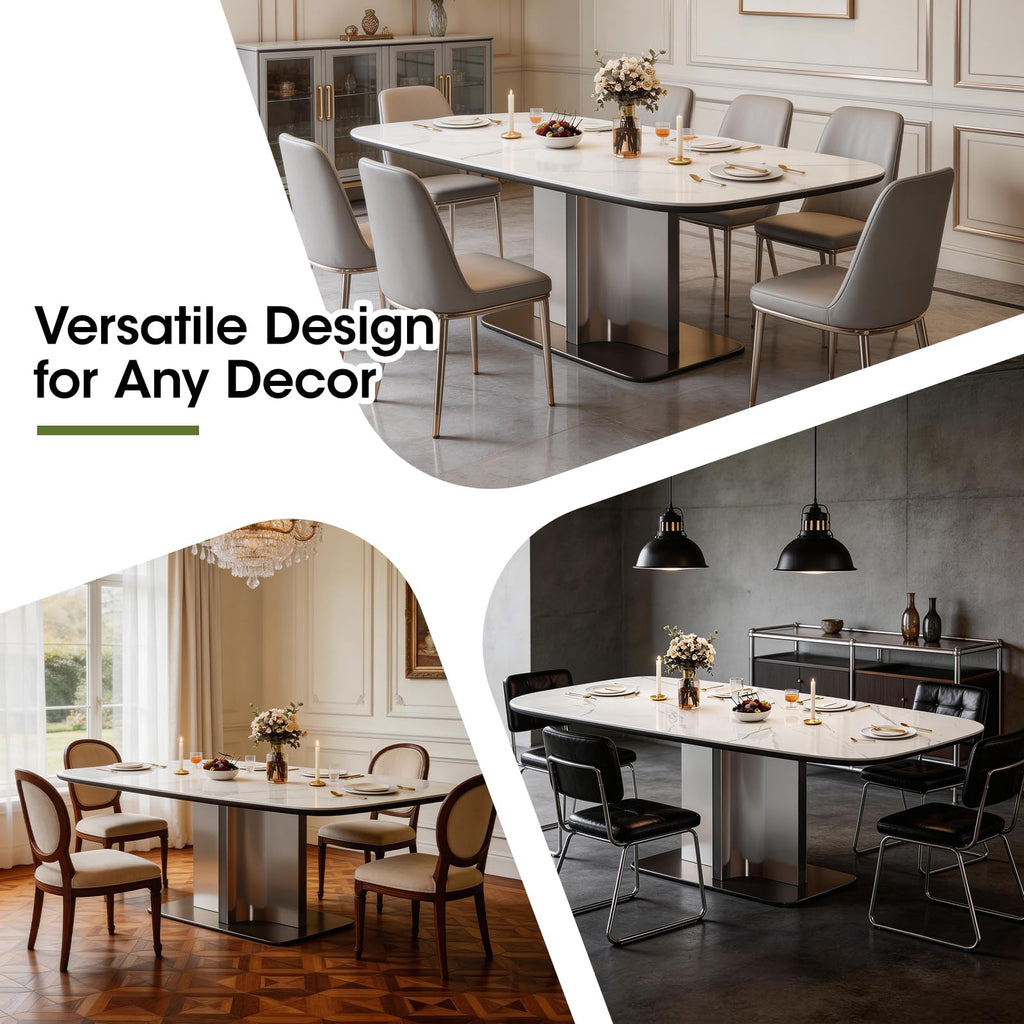 63" Sintered Stone Dining Table for 6-8, Modern Kitchen Table
