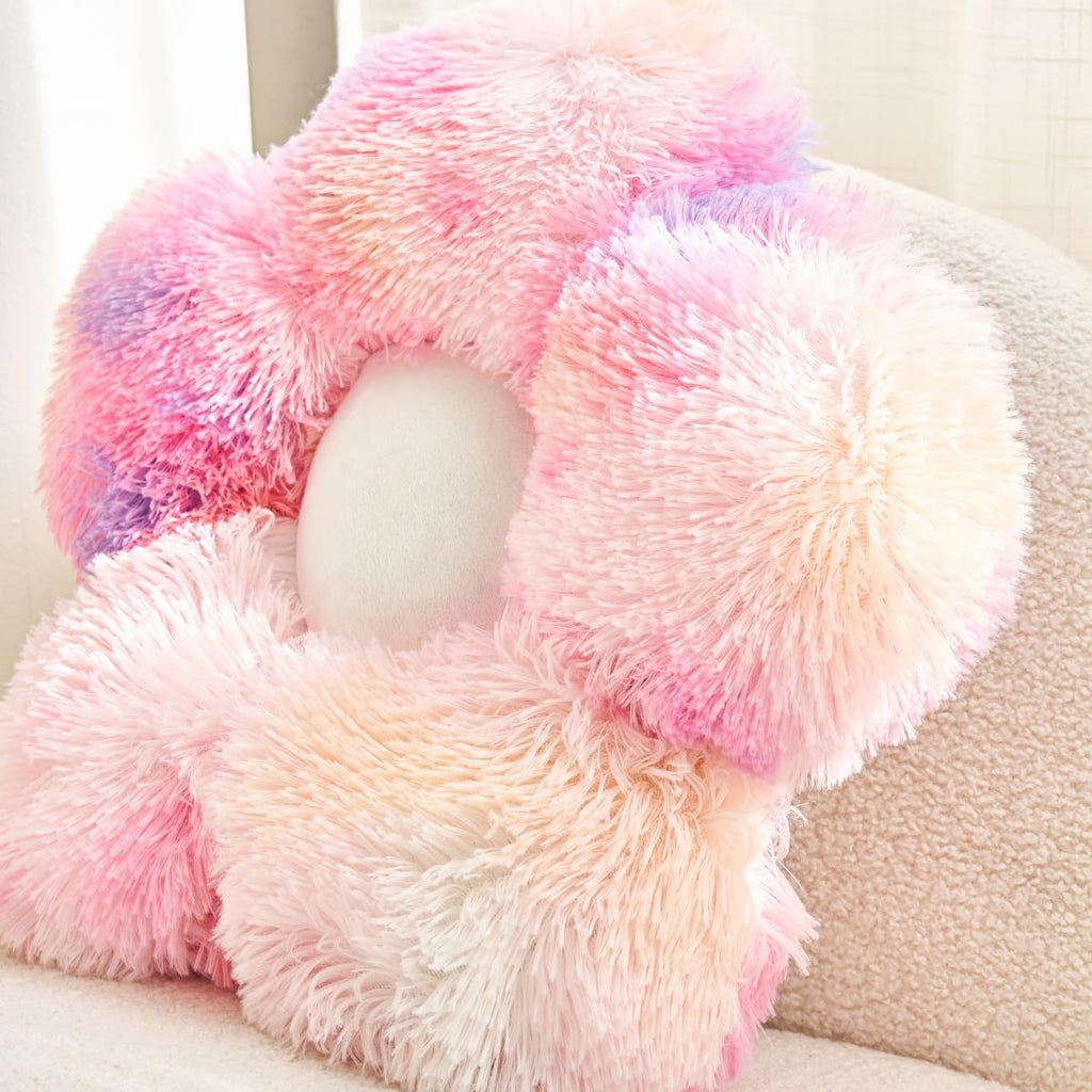Faux Fur Pillow, Flower Shaped Throw Pillow Butt Cushion Flower Floor Pillow, Seating Cushion, Cute Room Decor & Plush