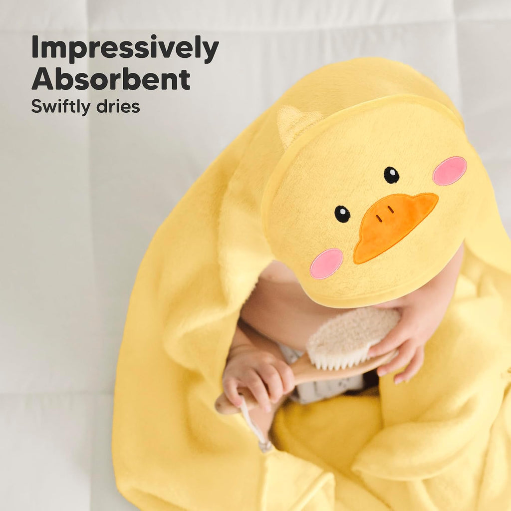 Hooded Baby Towel for Newborn, Baby Bath Towels (Duck, 35x35)