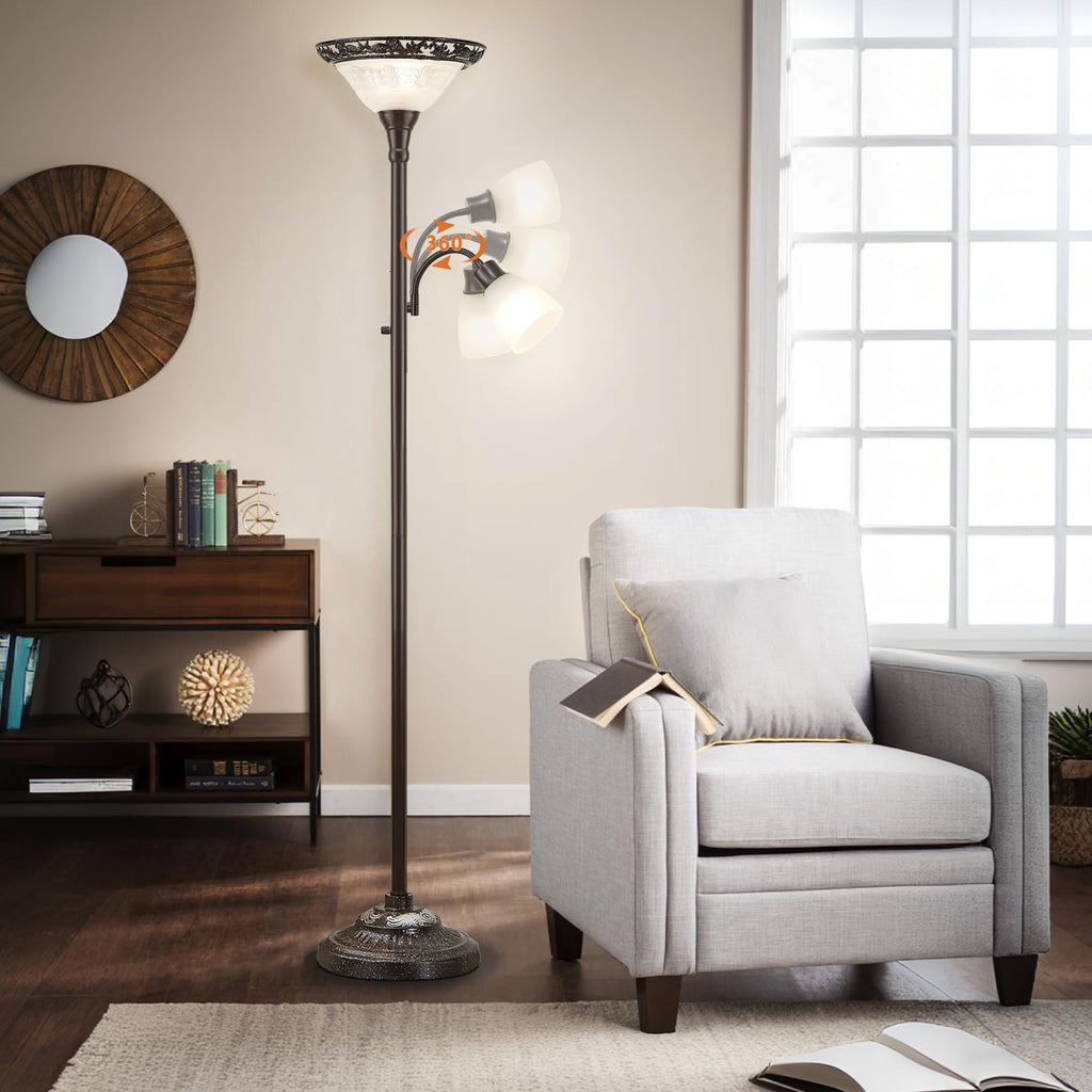 Torchiere Floor Lamps, 70" Vintage Standing Lamp