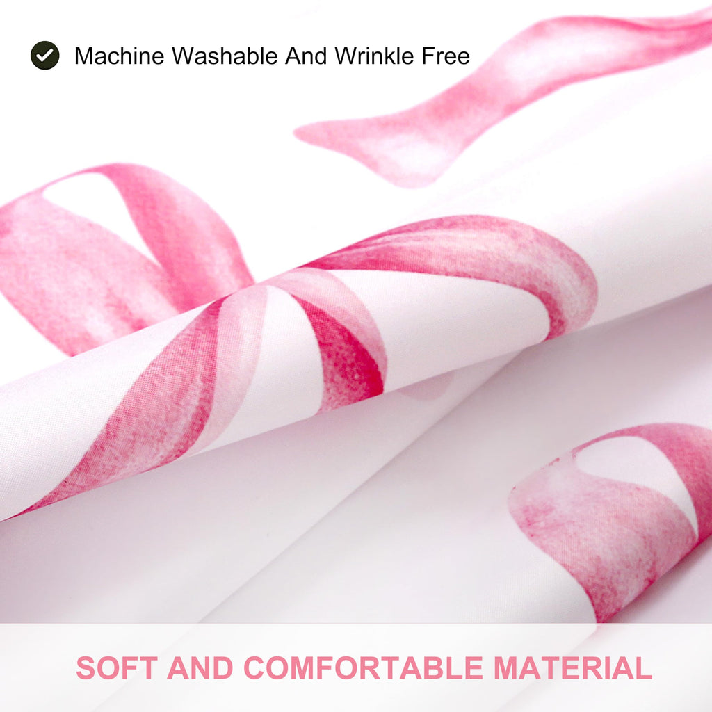 Girls Pink Bow with Scalloped for Preppy Bathroom Decor, Cute Ruffle Girly Shower Curtains, Coquettecute Chic Aesthetic