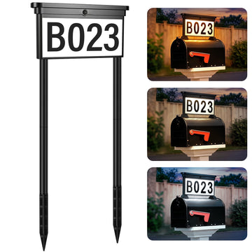 Solar Address Sign, Double-Sided LED Solar House Numbers for Outside