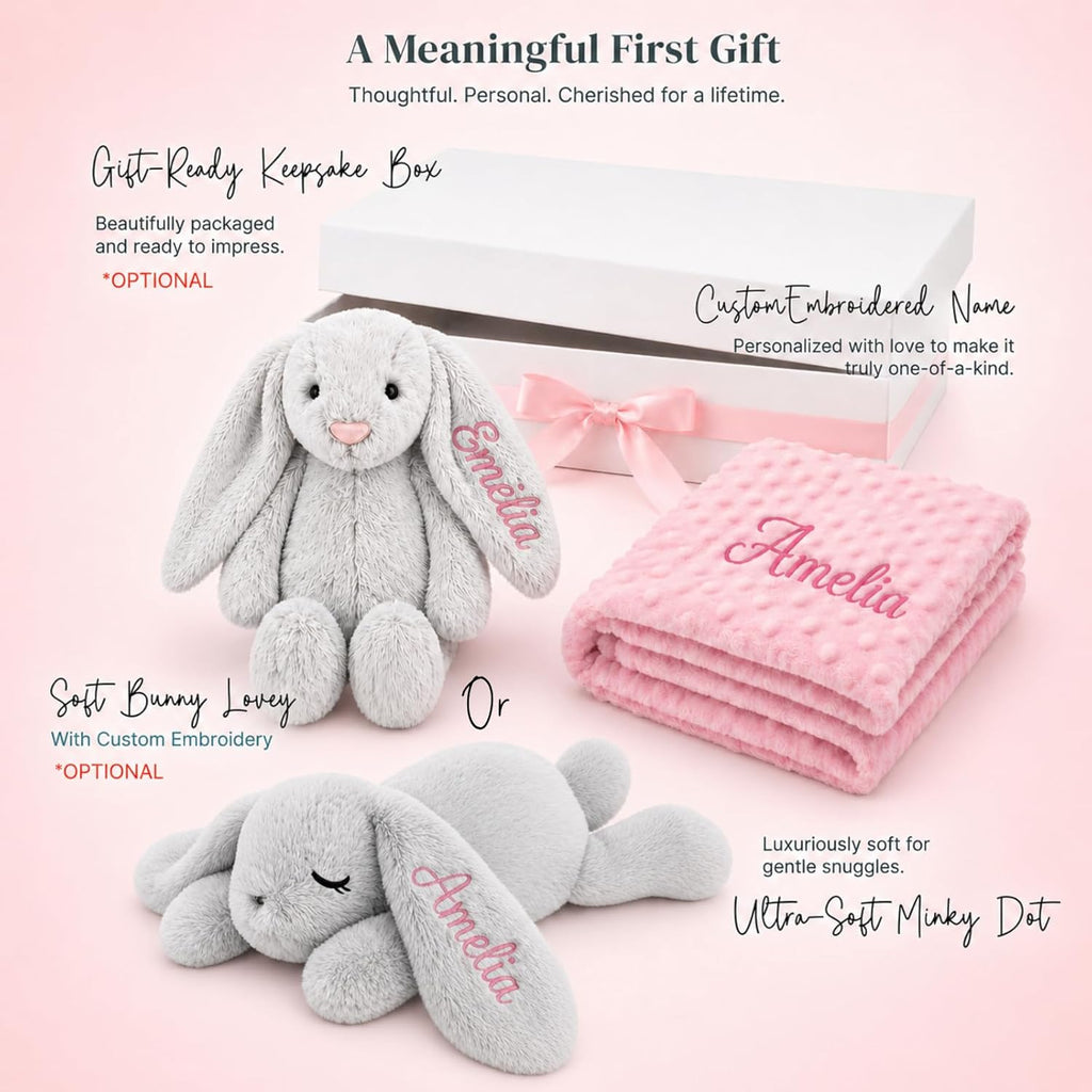 Blanket and Plush Bunny Set, Custom Blankets and Rabbit