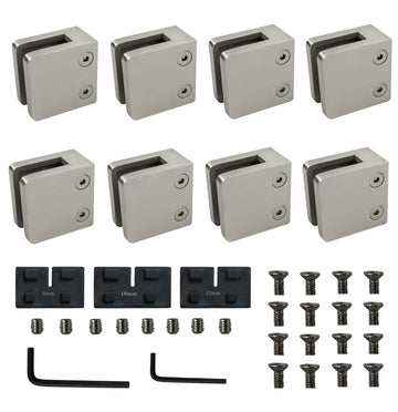 Glass Clamps 8PCS 1.8" Heavy Duty Square Glass Bracket Clamp StainlessSteel