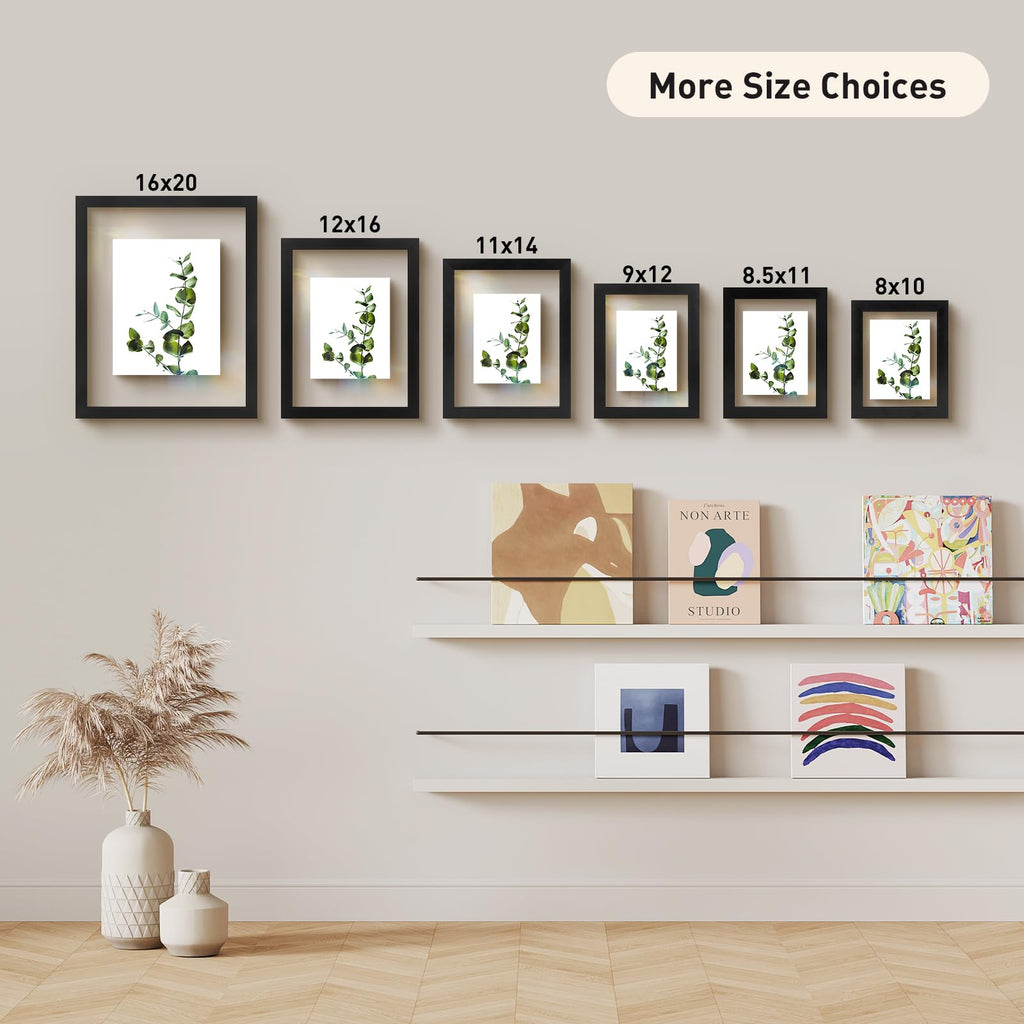 8X10 Floating Picture Frame Solid Wood Black(1 Pack)
