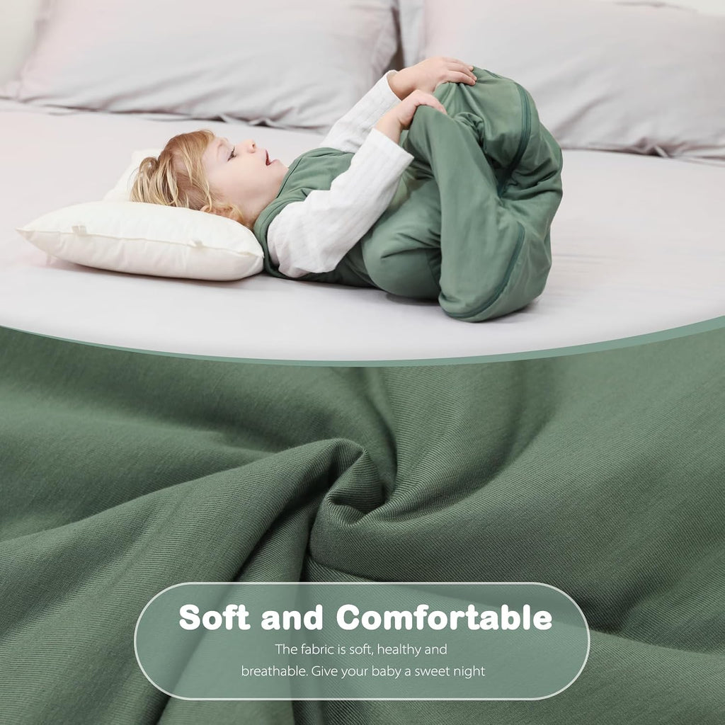 Unisex Baby Sleep Sack 1.0 TOG, Supersoft Rayon Made from Bamboo Wearable Blanket with Way Zipper (Dark Green,0-6