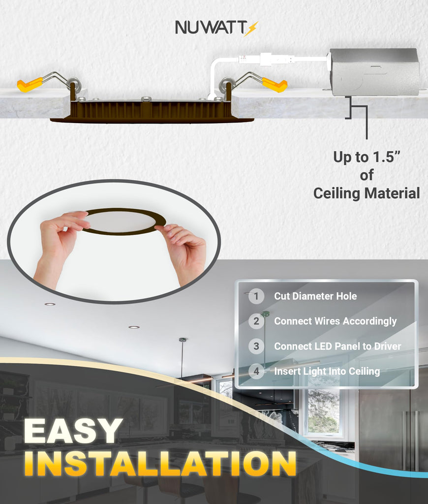 4 Inch LED Bronze Recessed Lighting 5CCT 2700K-5000K, Dimmable, 6 PK