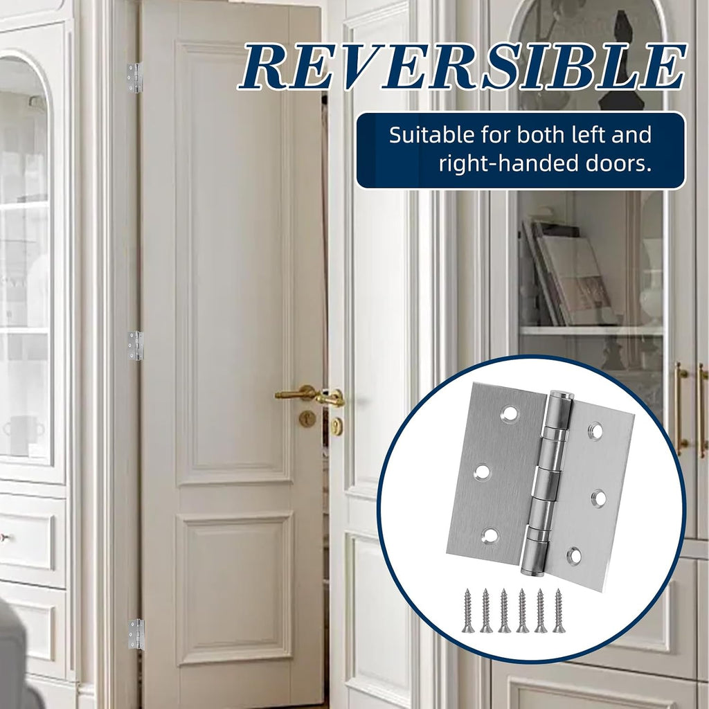 6 Pack 3.5 Inch x 3.5 Inch Door Hinges with Square Corners
