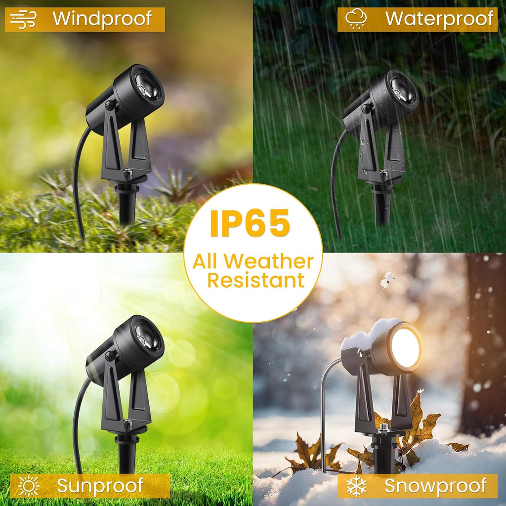 Low Voltage Landscape Lighting,10 Pack Outdoor LED Landscape Spotlights with Transformer 27V Garden Lights Pathway