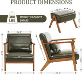 Modern Lounge Chair and Ottoman — Green Faux Leather