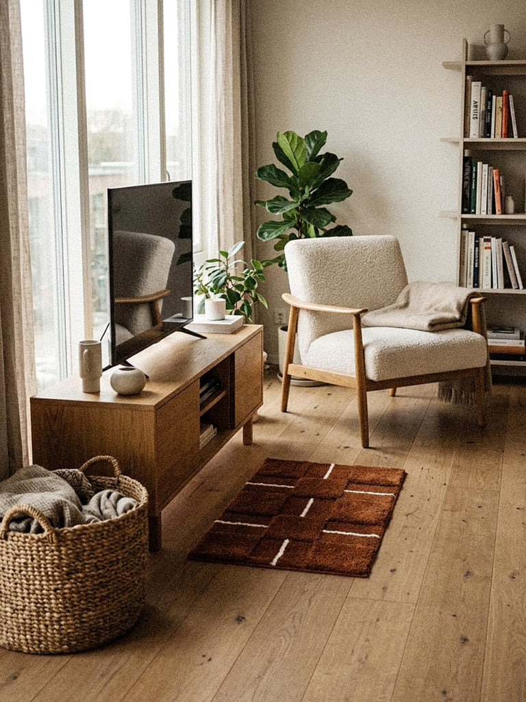 2.5'-High-Low Pile Geometric Accent Rug, Bath Mat Washable, Non-Slip