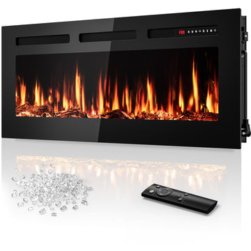 42" Ultra-Thin Electric Fireplace Heater, Recessed Wall Mounted