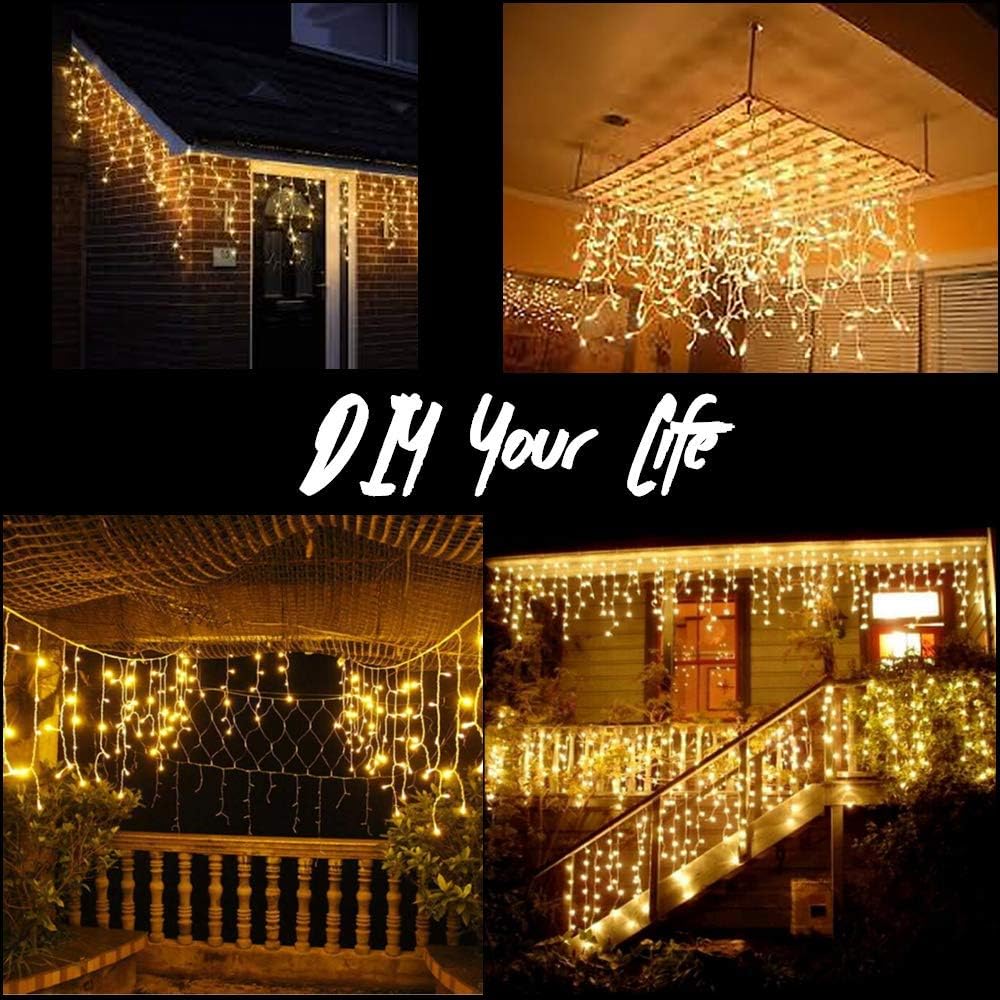Christmas Icicle Lights Outdoor, 360 LED 29.5ft 8 Modes Fairy Icicle String Light with 60 Drops, Led Christmas Lights