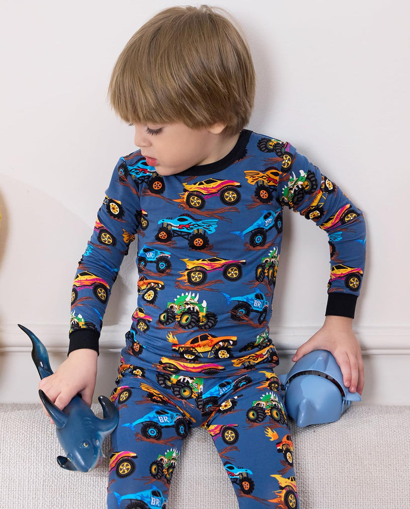 Bamboo Viscose Toddler Kids Pajamas Set, Long Sleeve Boys