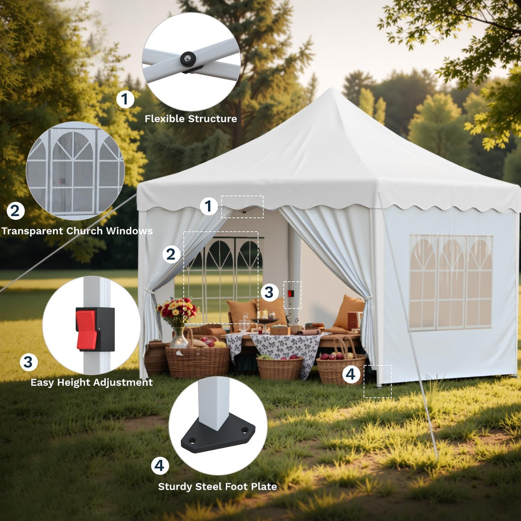10x10 FT Pop Up Canopy Tent, Outdoor Gazebo with 4 Removable Sidewalls, Carrying Bag, Instant Shelter for Parties