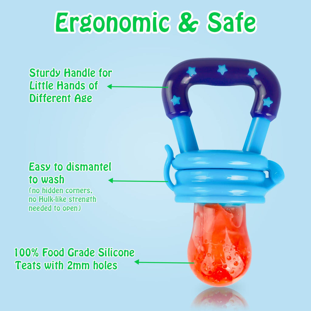 Baby Fruit Feeder/Food Feeder Pacifier for Babies (2 Pack) - Mesh Teethers for Babies, Infant Teething Toy in