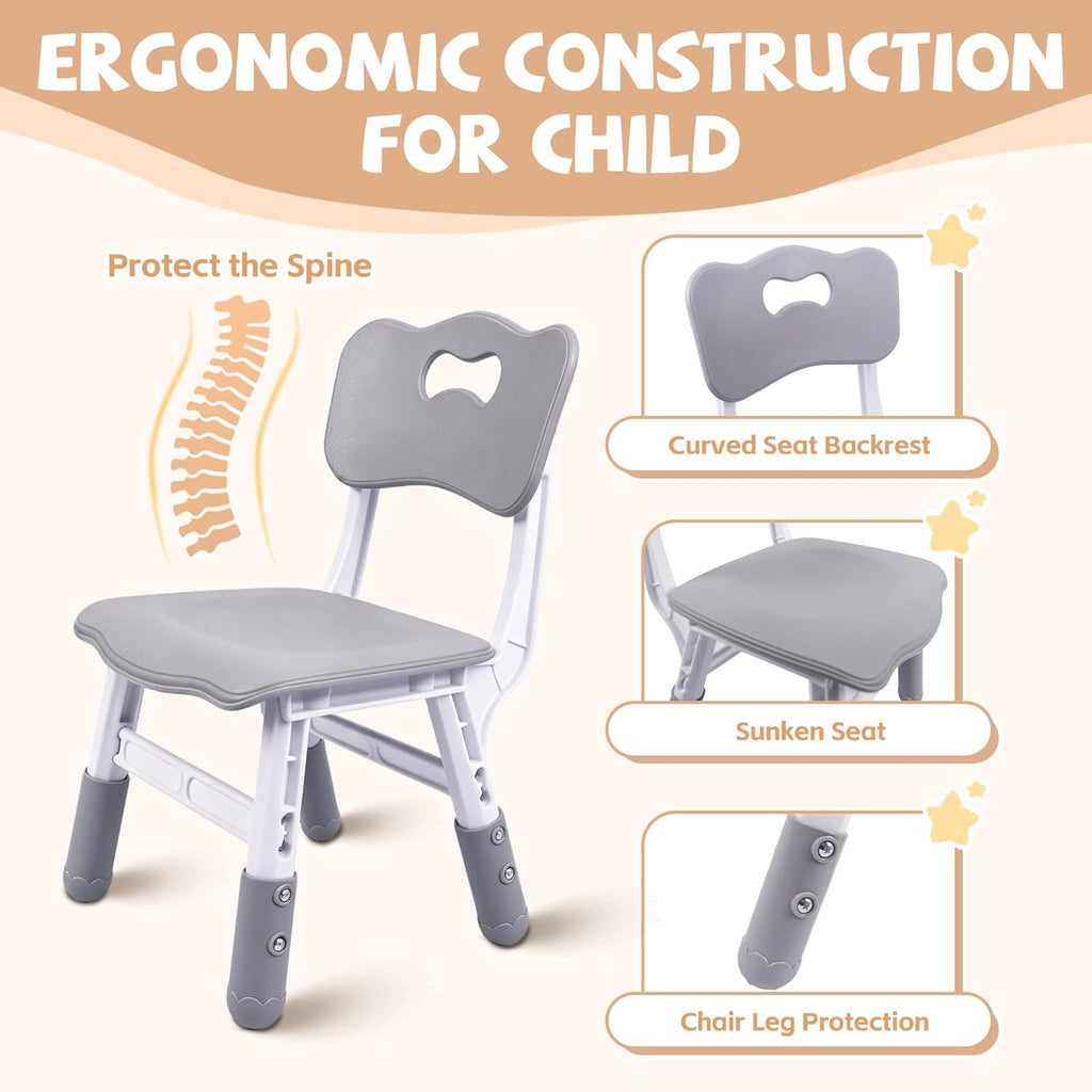 Toddler Table and Chair Set, Graffiti Tabletop, 2 Chairs, Grey