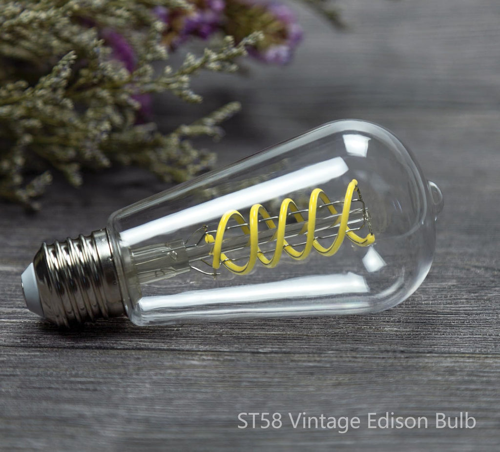 4Pack Dimmable LED Edison Bulbs,5000K Daylight White, 6W Equivalent to 60W Vintage Light Bulbs, Antique Flexible