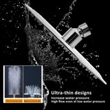 Rain Shower Head with 11'' Adjustable Arm, High Pressure Stainless Steel Rainfall Shower, Ultra-Thin Design