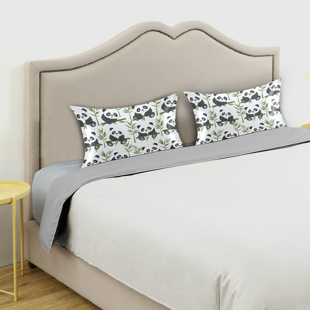Cute Panda Bamboo Satin Pillowcase Soft Silky Pillow Cases Anti-Wrinkle with Envelop Closure King Size 40 x 20 Inches