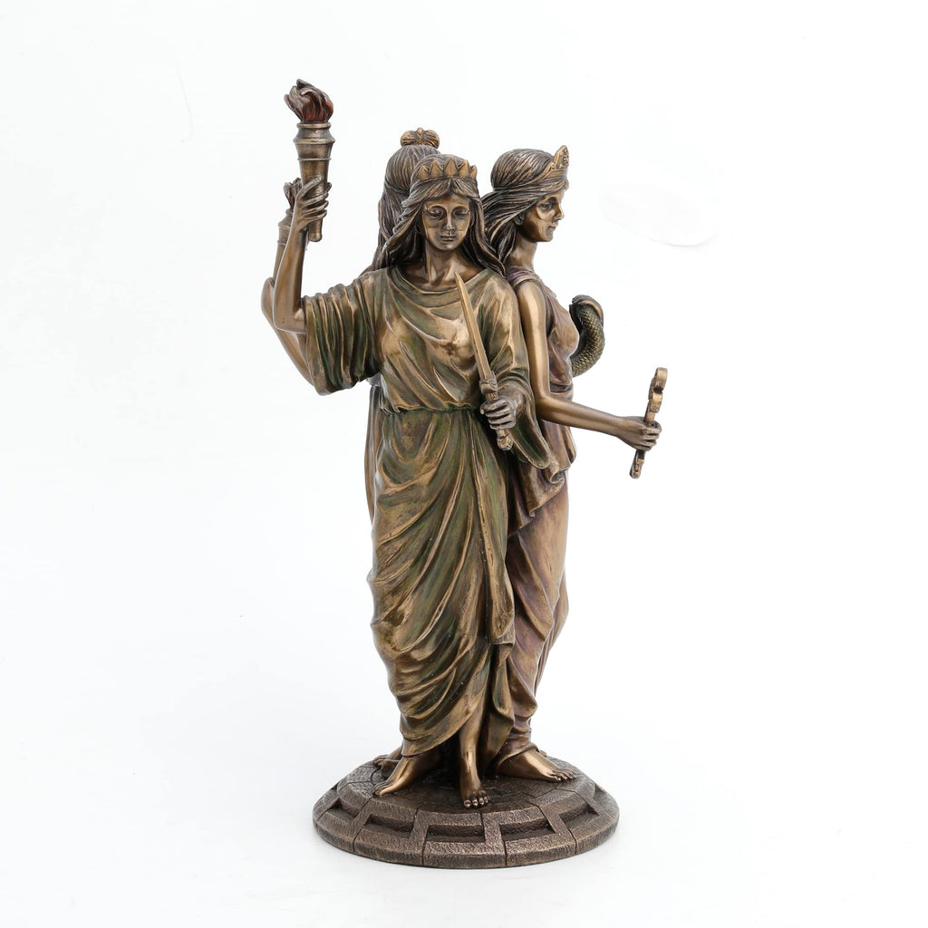 Large Bronze Finish Greek Goddess Hecate Triple Goddess Statue Figurine