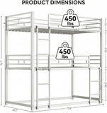 Bunk Bed, Triple Bunk beds with 2 Ladders, Bunk Beds Twin Over Twin Over Twin