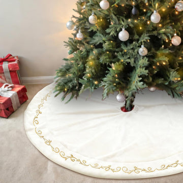 60 inch Velvet Christmas White Tree Skirt(Classical Style)