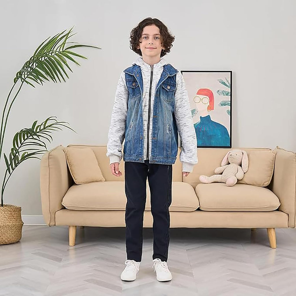 Kids Boys Girls Hooded Denim Jacket