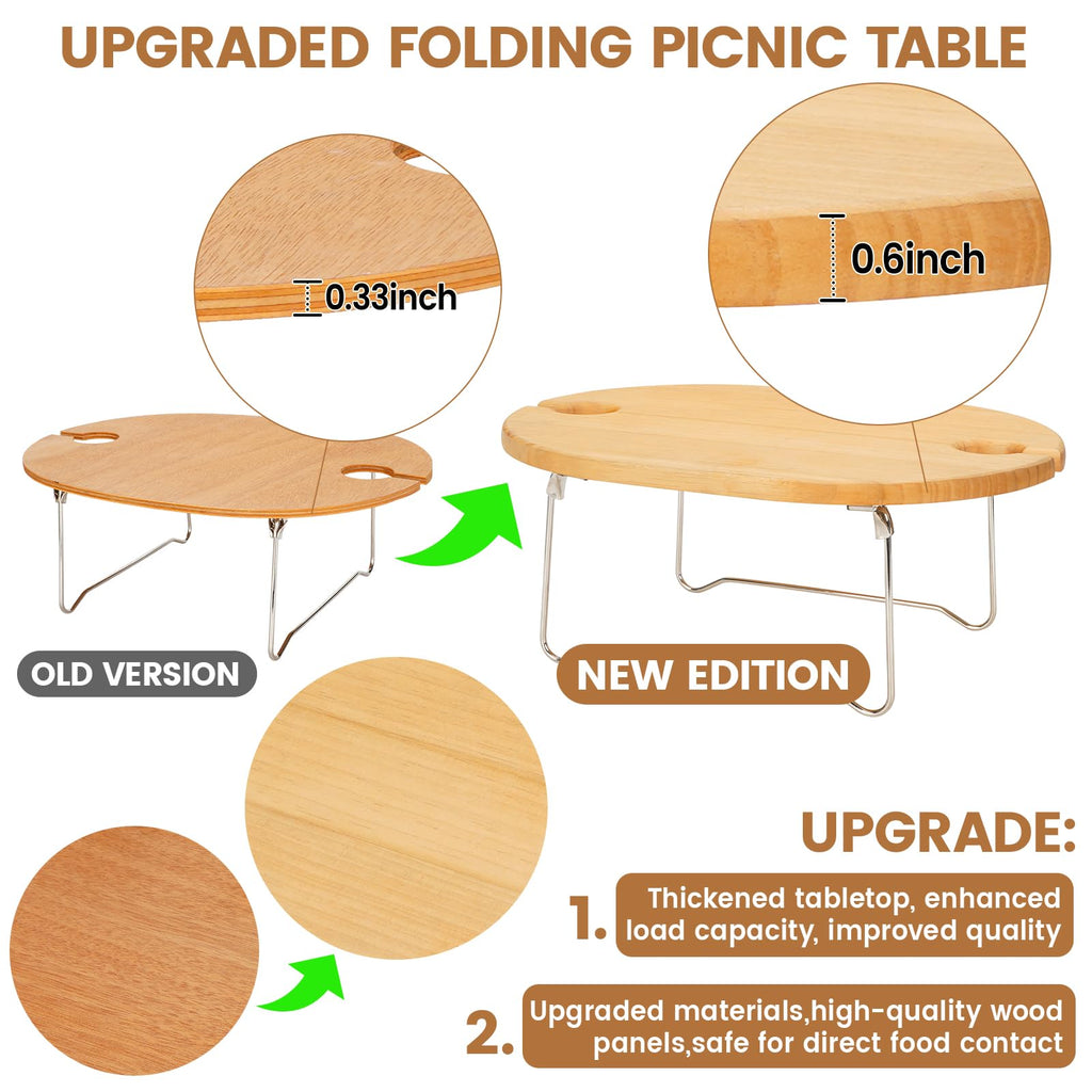 Wicker Picnic Baskets Set for 4 with Wine Table for Family, Beige