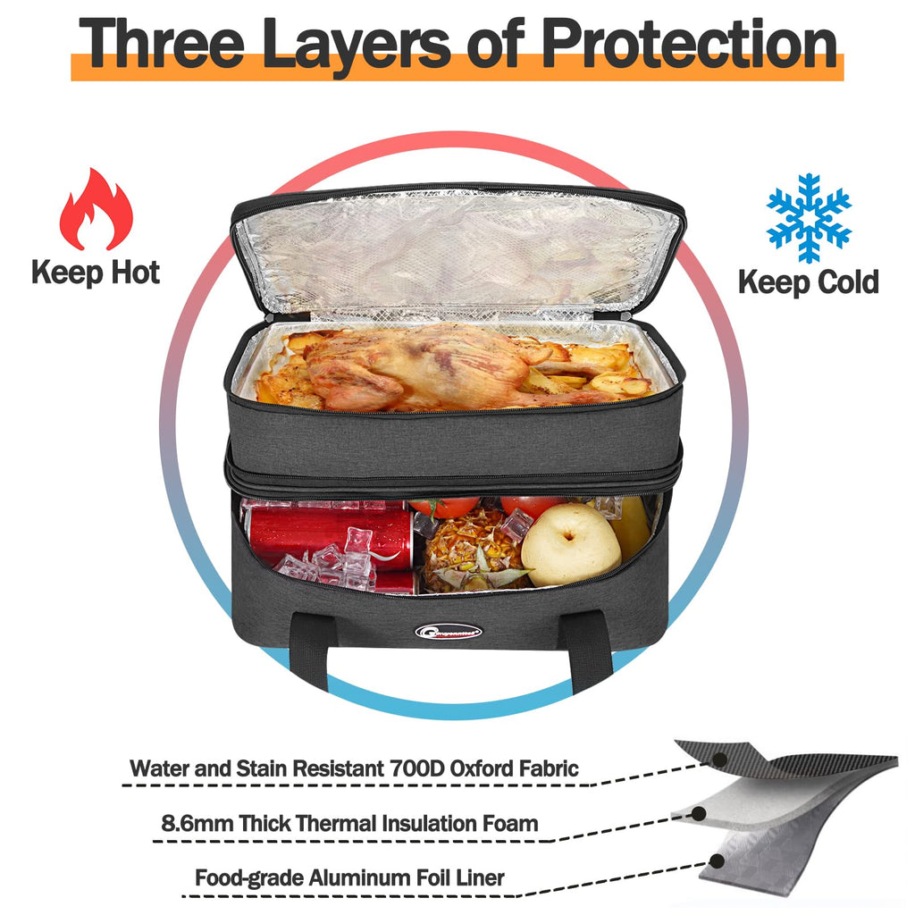 Insulated Double Decker Casserole Carrier, Lasagna Lugger Tote