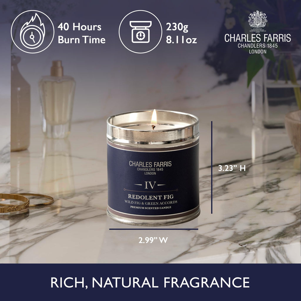 Luxury Scented Candle - Tin, Hand-Poured, Long Lasting, Clean Burning, 300g / 10.5oz, Burns for up to 40 Hours, Made