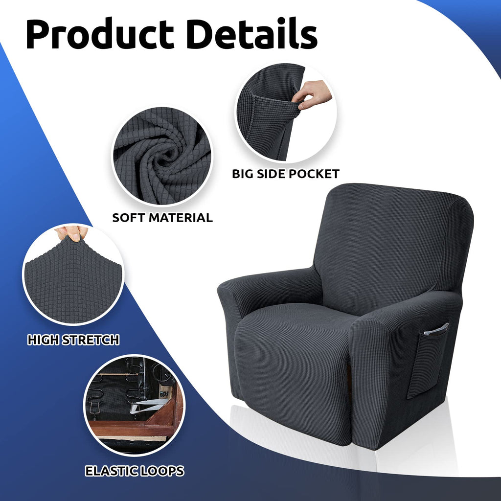 Recliner Chair Covers, 1-Piece Lazy Boy Recliner Covers, Charcoal