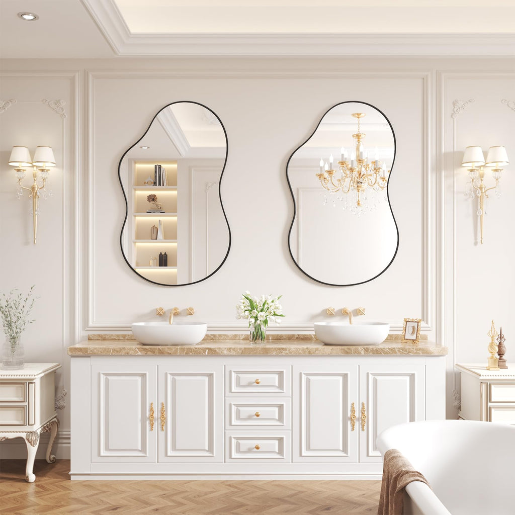 Black Irregular Wall Mirror 24X36 Inch
